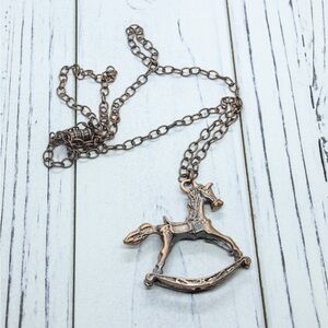 Bronze Rocking Horse Pendant Necklace
